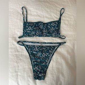 dark green floral bikini